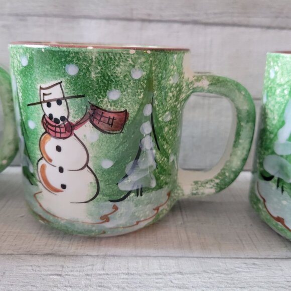 Set Of 3 The Cellar Handcrafted Snowman Mugs 14 oz - Picture 4 of 7